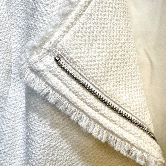 NWT White House Black Market Ecru Tweed Moto Jacket Size 10 - Picture 2 of 5